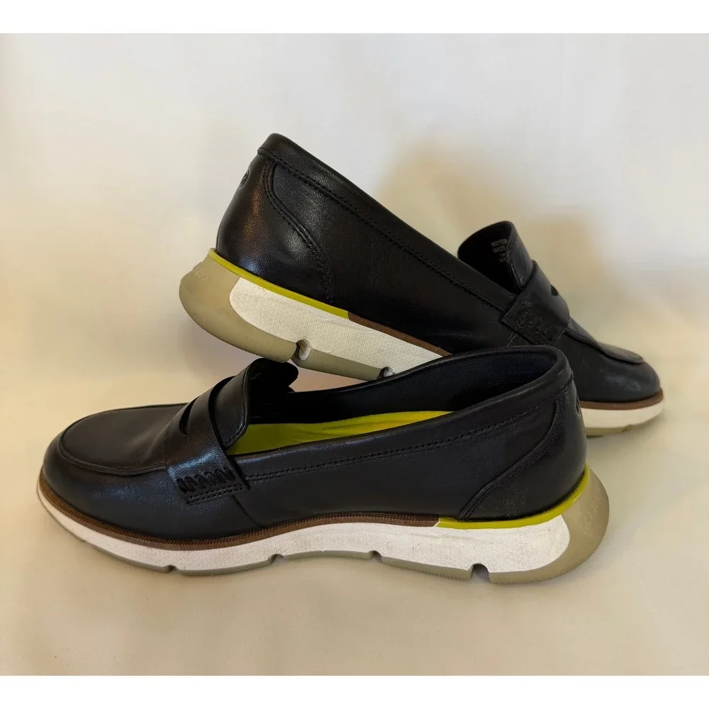 Cole Haan 4.ZER0GRAND Black Leather Penny Loafers Women Sz 7 Excellent Condition
